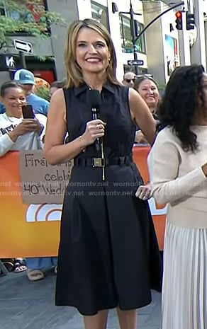 Savannah’s black zip front belted dress on Today