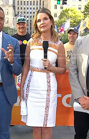 Savannah’s white print paneled dress on Today