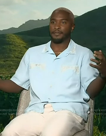 Scott’s blue embroidered shirt on Access Hollywood