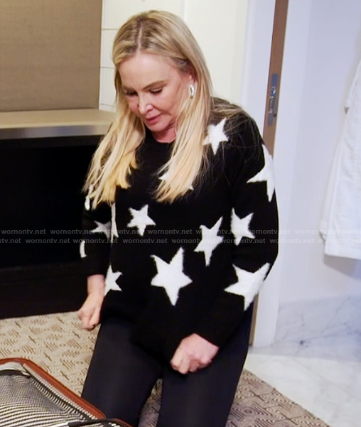 Shannon’s black star print sweater on The Real Housewives of Orange County