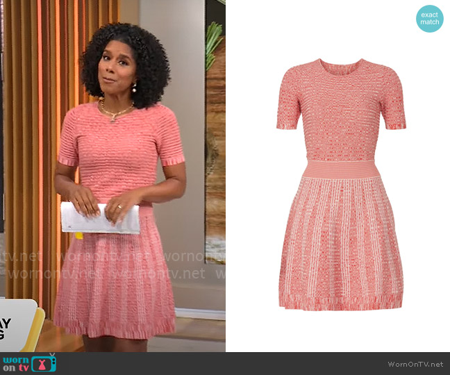 Shoshanna Coral Rib Knit Dress worn by Adriana Diaz on CBS Mornings