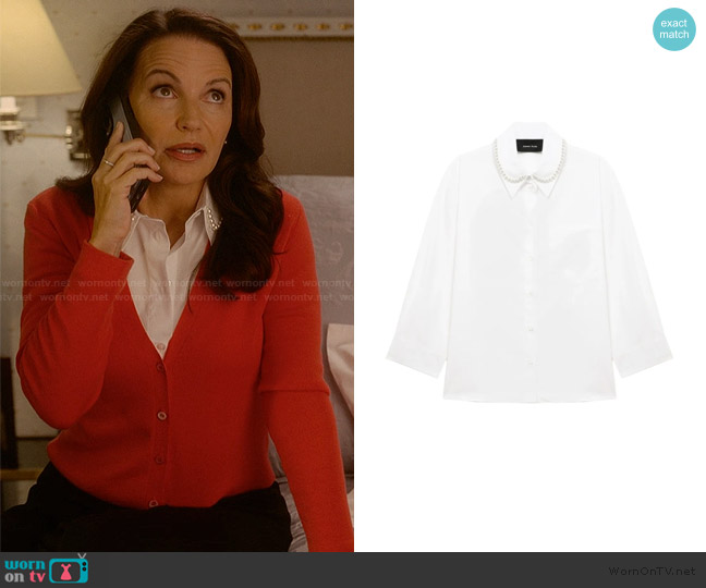 Simone Rocha Faux pearl-embellished cotton poplin shirt worn by Charlotte York (Kristin Davis) on And Just Like That