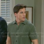 Smitty’s green cable-knit shirt on Beyond the Gates