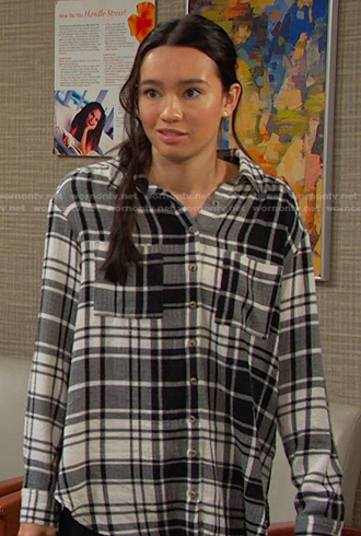 Sophia’s black plaid shirt on Days of our Lives