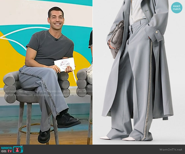 Stella McCartney Low-Rise Straight-Leg Pants in Mist worn by Matt Rogers on Today