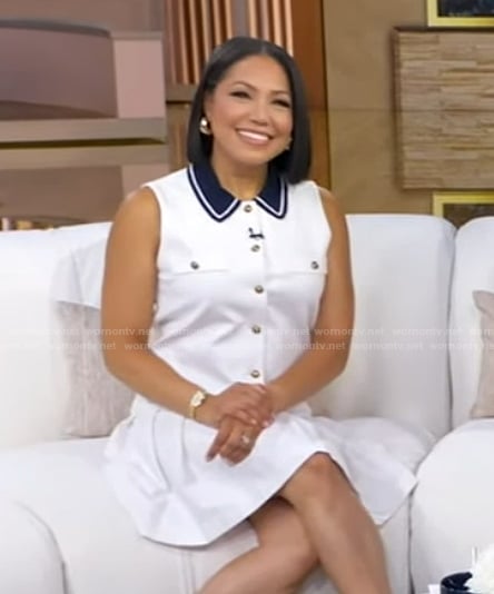 Stephanie’s white contrast collar dress on Good Morning America