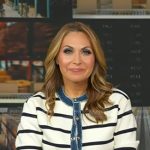 Lori’s striped denim trim cardigan on Good Morning America