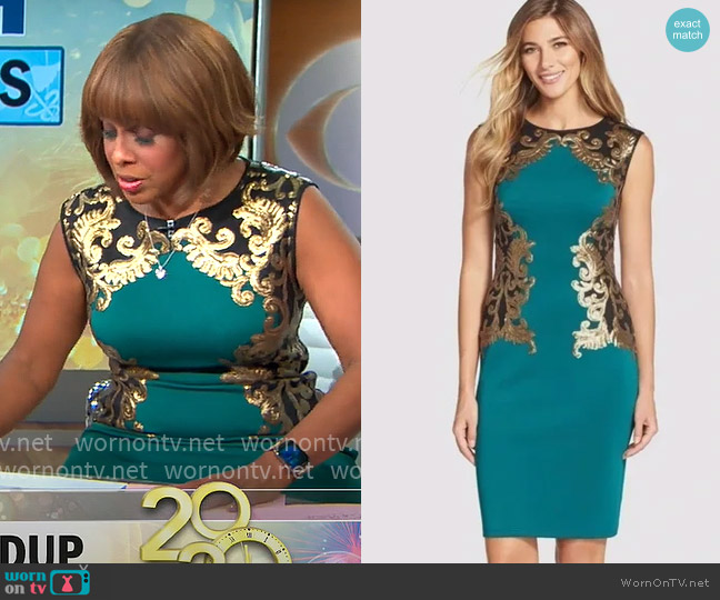 Tadashi Shoji Milana Dress worn by Gayle King on CBS Mornings