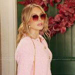 Tamra’s pink cardigan and split hem jeans on The Real Housewives of Orange County