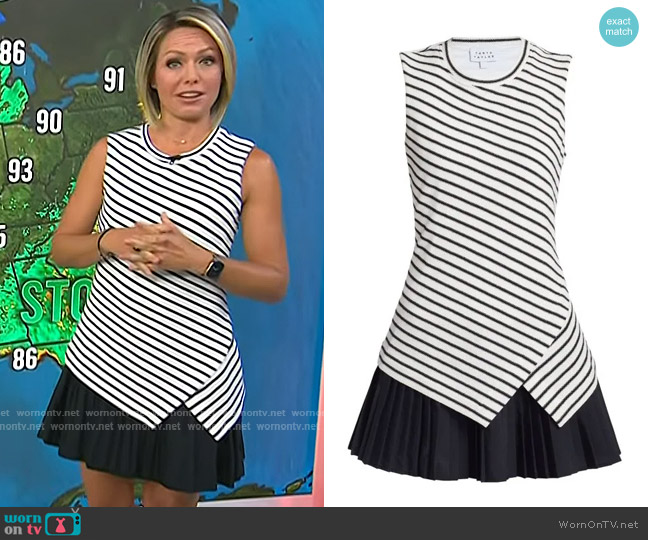 Tanya Taylor Regina Layered Knit Minidress in Cream Black worn by Dylan Dreyer on Today