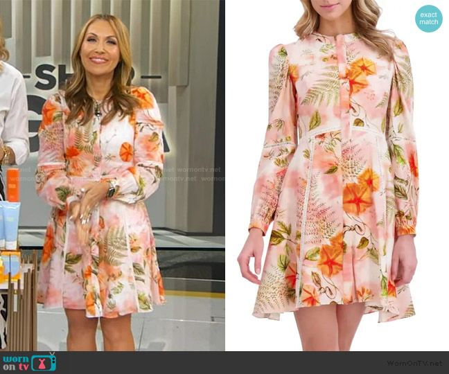 Ted Baker Floral Embroidered Long Sleeve Linen Button-Up Minidress worn by Lori Bergamotto on Good Morning America