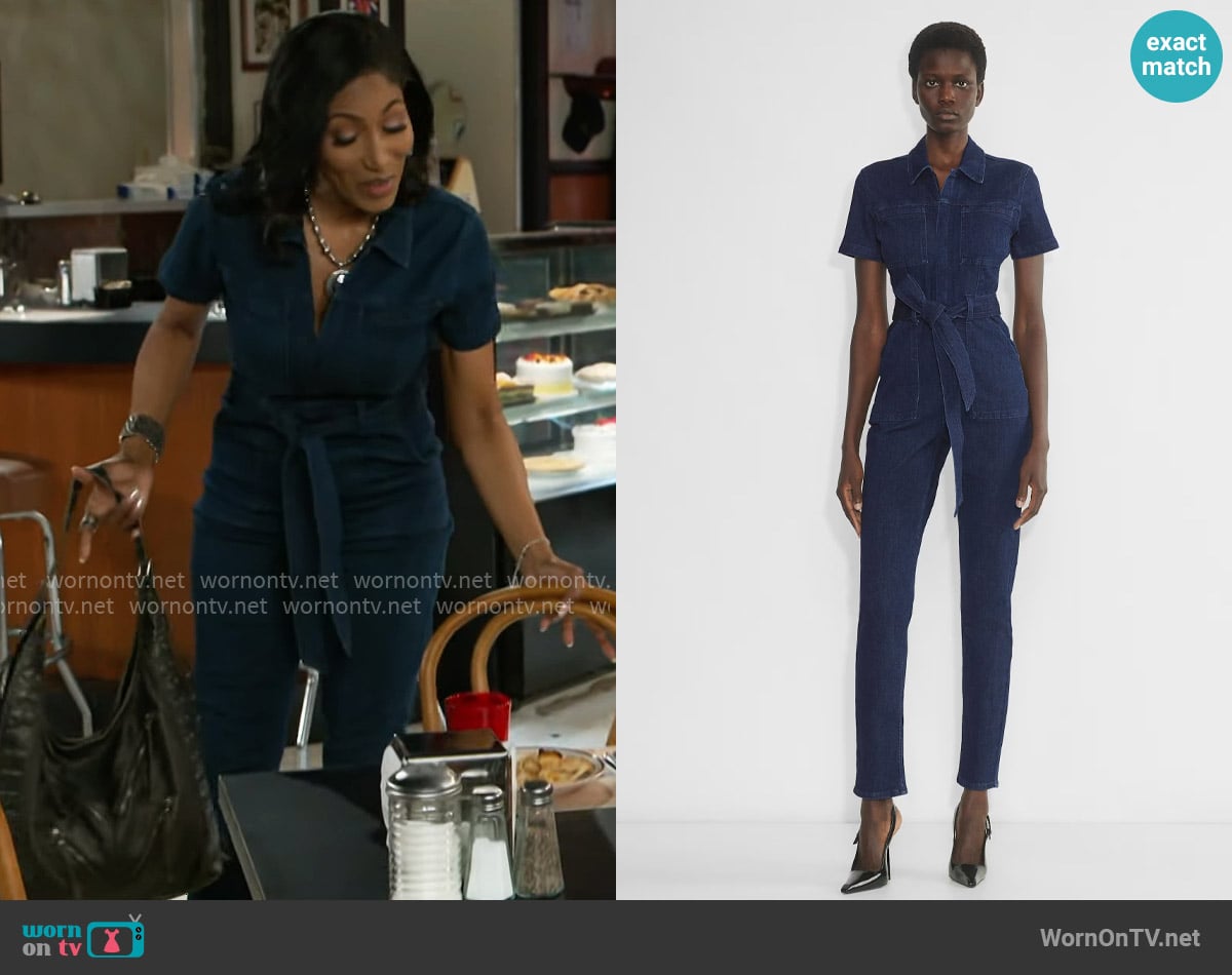 Ten Notice Denim Jumpsuit worn by Dana 'Leslie' Thomas (Trisha Mann-Grant) on Beyond the Gates