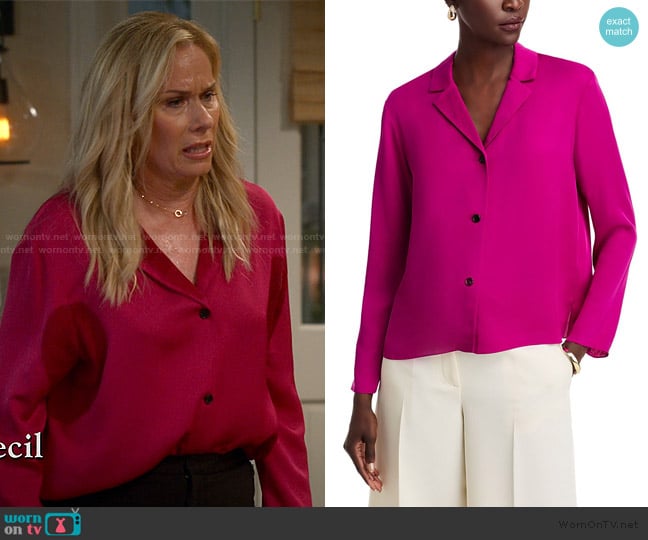 Theory Silk Button Up Blouse worn by Leanne Murphy (Leanne Morgan) on Leanne