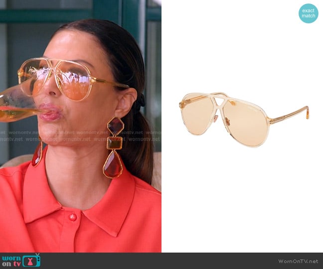 Tom Ford Bertrand 64MM Pilot Sunglasses in Apricrot worn by Adriana de Moura (Adriana de Moura) on The Real Housewives of Miami