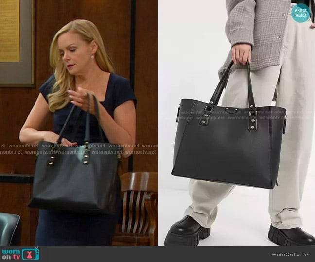 Topshop Top Handle Bag in Black worn by Belle Brady (Martha Madison) on Days of our Lives