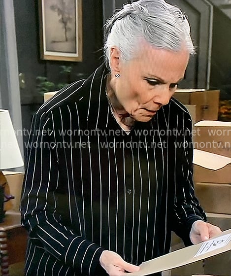 Tracy’s black pinstriped shirt on General Hospital