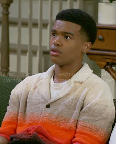 Tyrell’s ombre terry shirt on Beyond the Gates