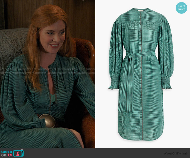 Ulla Johnson Fiora striped cotton-voile midi dress worn by Katherine Walter (Sarah Rafferty) on My Life with the Walter Boys