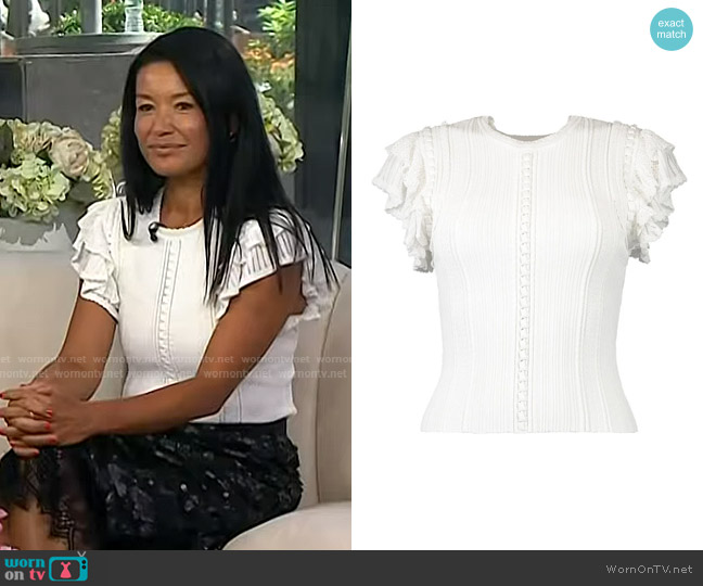 Ulla Johnson Giulia Top in Pristine worn by Emma Nanami Strenner on Today
