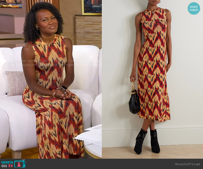 Ulla Johnson Orla Printed Stretch-jersey Midi Dress worn by Janai Norman on Good Morning America
