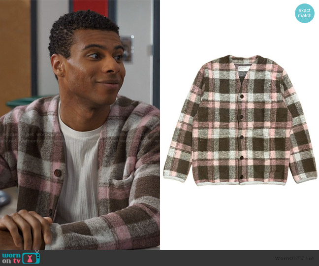 Universal Works Wool Fleece Cardigan worn by Skylar Summerhill (Jaylan Evans) on My Life with the Walter Boys