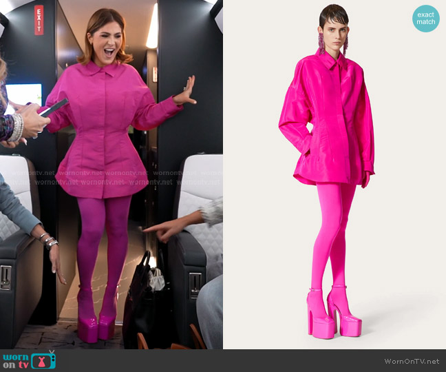 Valentino Garavani Faille Long-Sleeved Pea Coat worn by Stephanie Shojaee (Stephanie Shojaee) on The Real Housewives of Miami