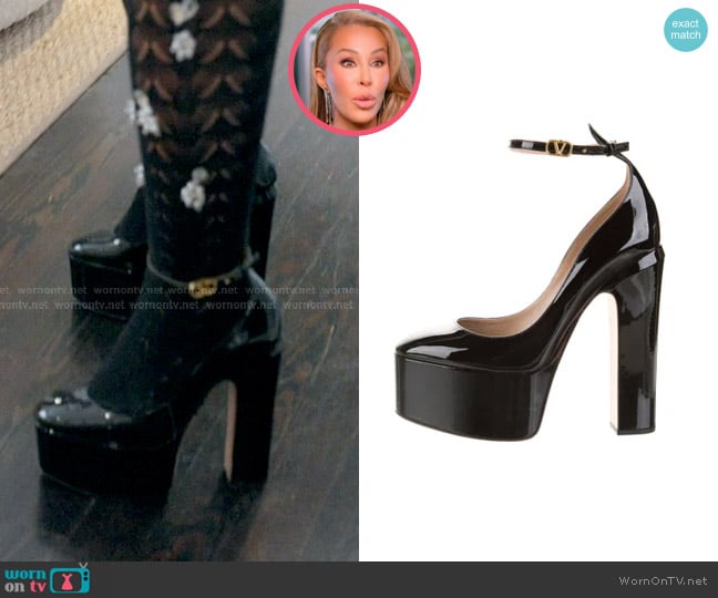 Valentino Garavani Tan-Go Leather Platform Pumps worn by Lisa Hochstein (Lisa Hochstein) on The Real Housewives of Miami