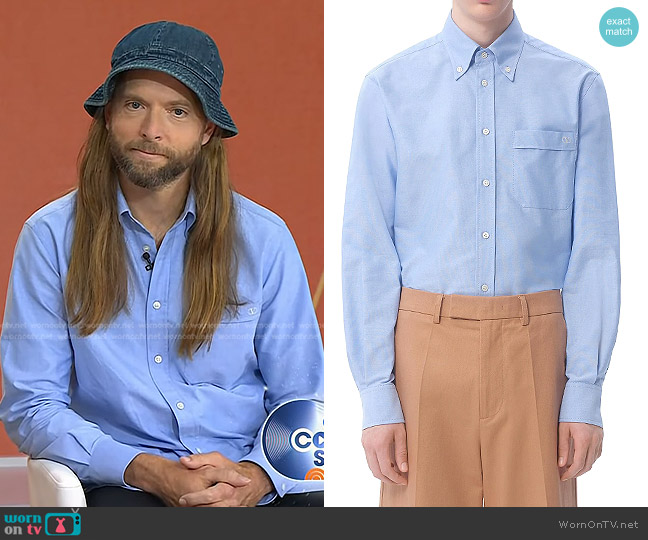 Valentino Garavani Vlogo Embroidered Cotton Shirt in Sky Blue worn by James Valentine on Today