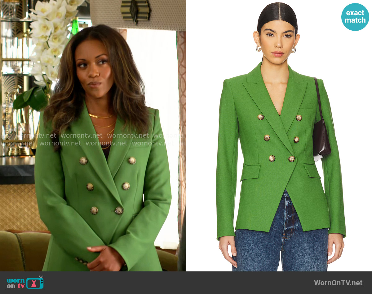 Veronica Beard Miller Jacket in Lemongrass worn by Amanda Sinclair (Mishael Morgan) on The Young and the Restless