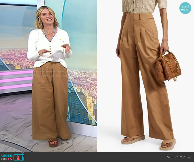 Veronica Beard Rennert Pleated Pants in Light brown worn by Jenna Bush Hager on Today