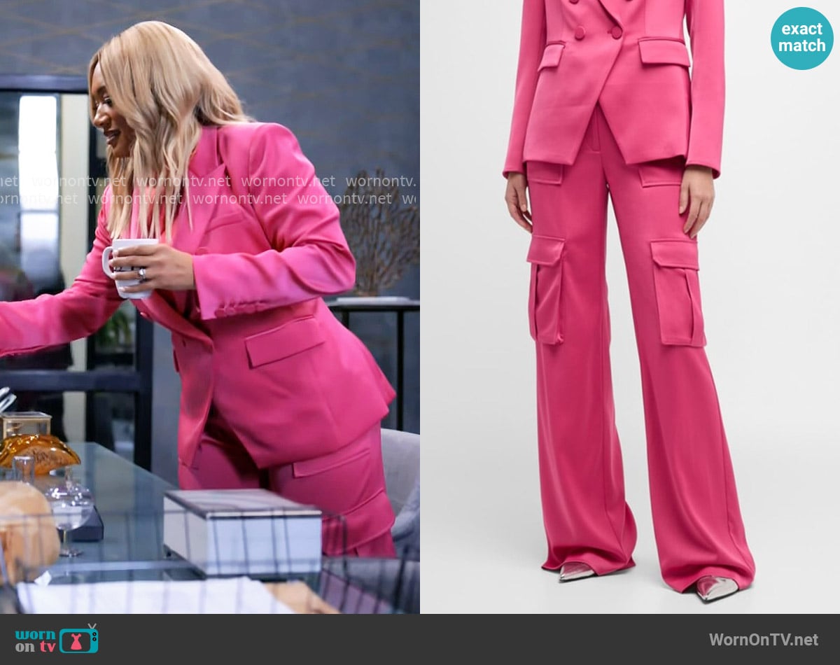 Veronica Beard Saul Silk Cargo Pants worn by Fatima (Crystal Hayslett) on Tyler Perrys Sistas