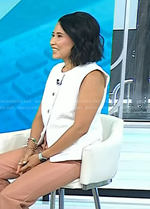 Vicky’s white tweed vest on Today