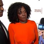 Viola Davis’s orange twist front maxi dress on E! News