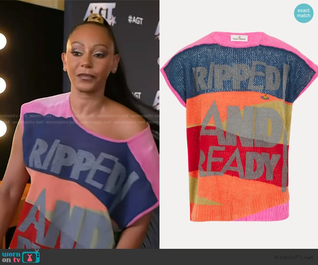 Vivienne Westwood Distressed Vest worn by Mel B on Access Hollywood