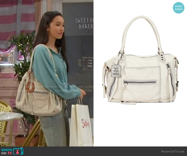 We The Free Emerson Tote Bag in salt worn by Sophia Choi (Rachel Boyd) on Days of our Lives