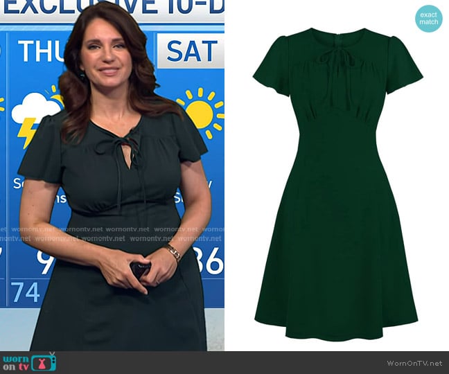 Maria’s green tie neck dress on Today