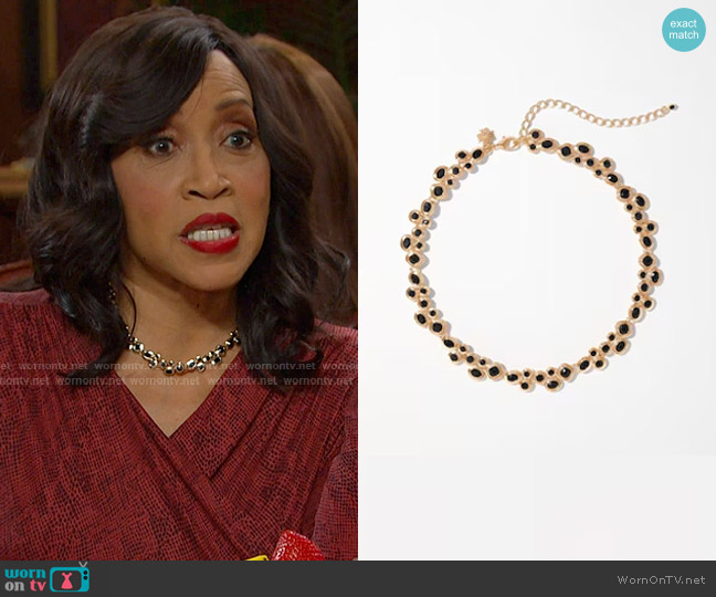 White House Black Market Gold + Black Glass Statement Necklace worn by Paulina Price (Jackée Harry) on Days of our Lives