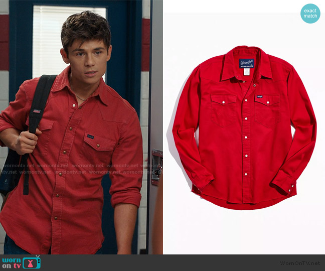 Wrangler Red Western Button-Down Shirt worn by Alex Walter (Ashby Gentry) on My Life with the Walter Boys