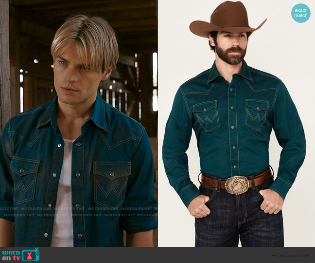 Wrangler Solid Long Sleeve Snap Western Shirt worn by Cole Walter (Noah LaLonde) on My Life with the Walter Boys