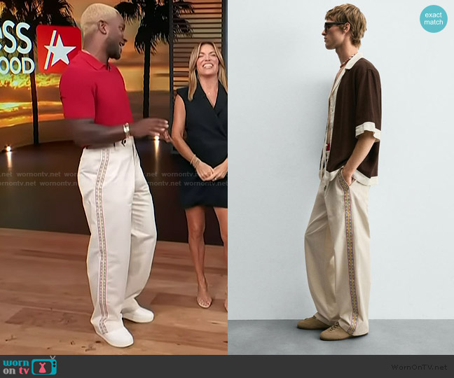 Zara Embroidered Band Pants worn by Scott Evans on Access Hollywood