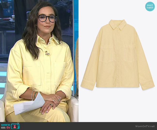 Zara Pocket Overshirt in Light Yellow worn by Savannah Sellers on Today