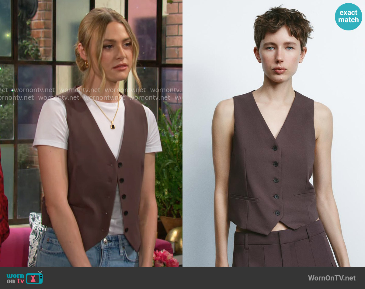 Zara Tabbed Vest worn by Claire Grace (Hayley Erin) on The Young and the Restless