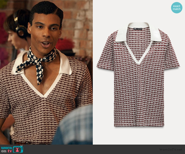 Zara Textured Knit Polo worn by Skylar Summerhill (Jaylan Evans) on My Life with the Walter Boys