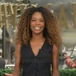 Zuri’s black pinstripe vest on Access Hollywood