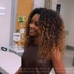 Zuri’s brown leather mini dress on Access Hollywood
