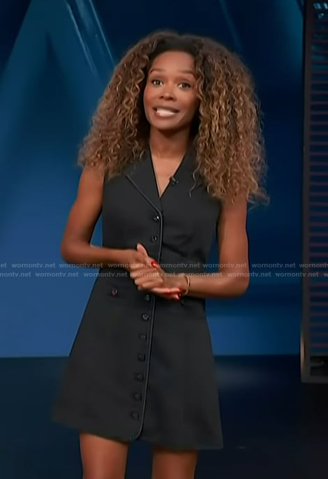 Zuri’s black button front mini dress on Access Hollywood