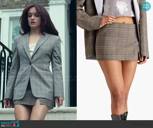 16Arlington Nimue Prince of Wales checked woven mini skirt worn by Cherry Laine (Olivia Cooke) on The Girlfriend
