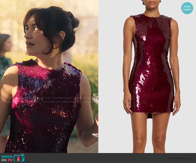 16Arlington Ray sleeveless sequined mini dress worn by Cherry Laine (Olivia Cooke) on The Girlfriend