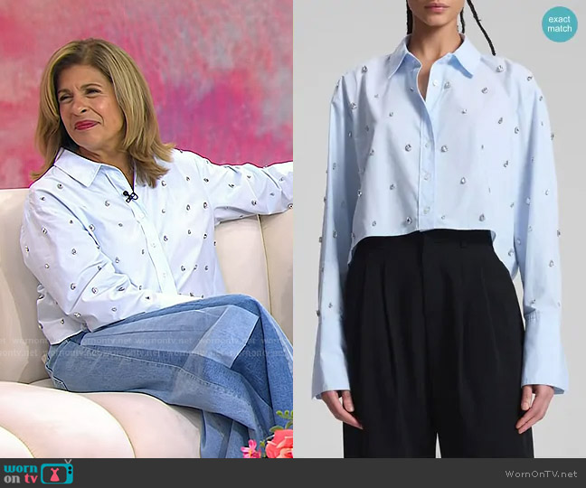 A.L.C. Mackie Embellished Shirt in Ice Water worn by Hoda Kotb on Today