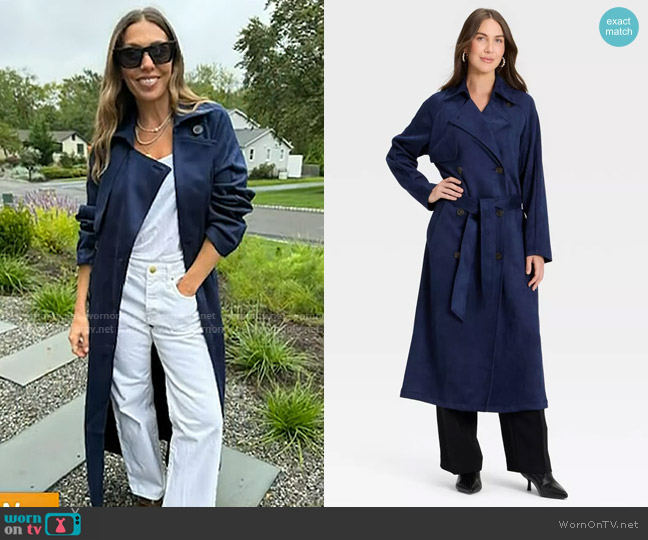 A New Day Faux Suede Trench in Navy worn by Melissa Garcia on Today